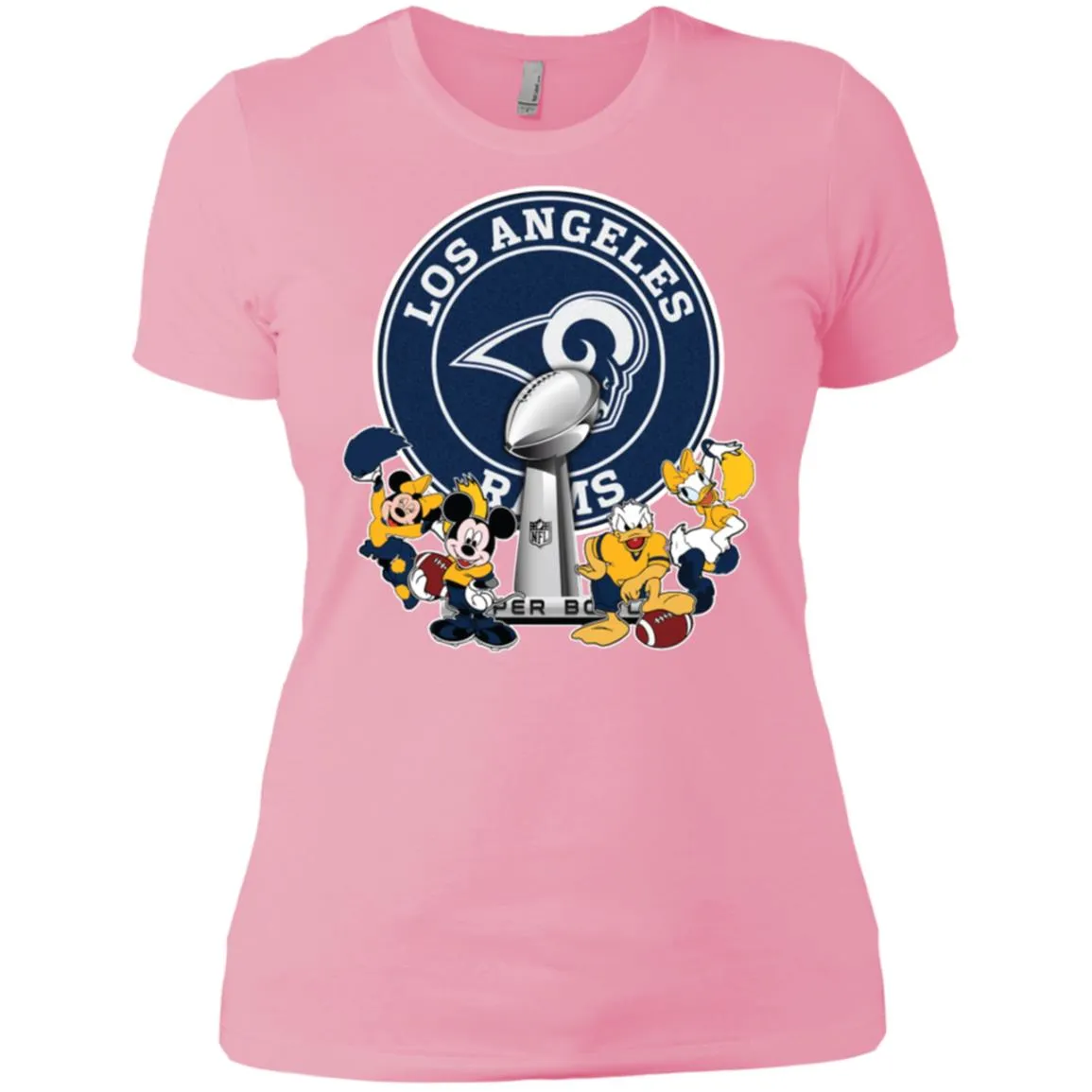 Los Angeles Rams Super Bowl 2019 Mickey Minnie Mouse Donald Daisy Duck Football Nfl Women Cotton T-Shirt