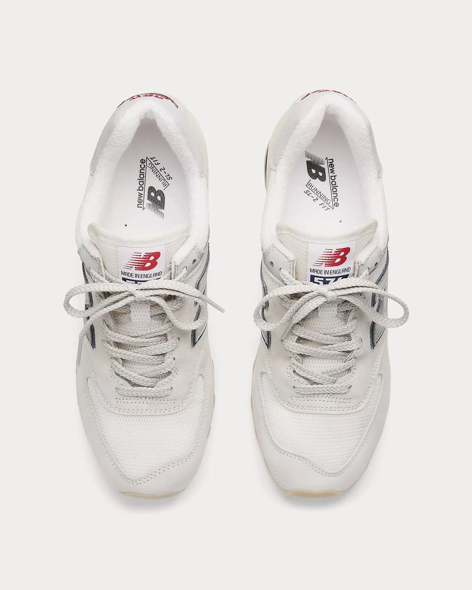 MADE in UK 576 'Vintage Sport' Off White / Blanc de Blanc / Savvy Red Low Top Sneakers