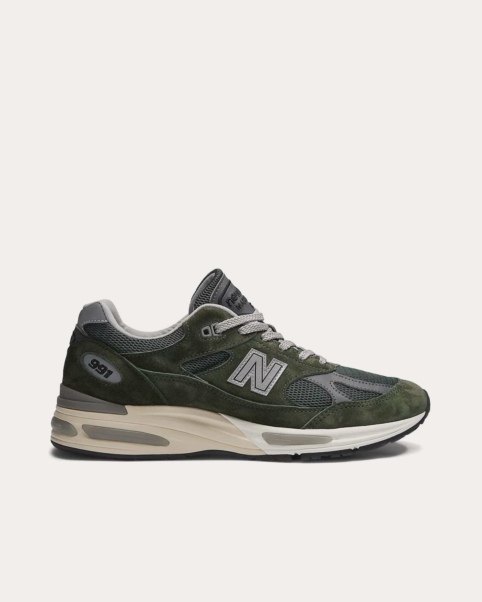 MADE in UK 991v2 Kombu Green / Black Forest / Smoked Pearl Low Top Sneakers