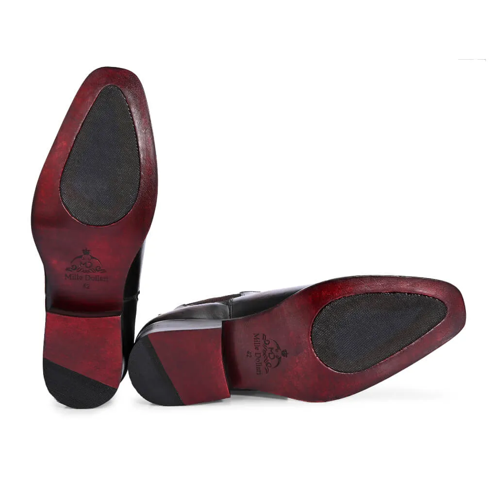 Marble-Gloss Masterpiece: Men’s Hand-Patina Chelsea Boots in Cognac