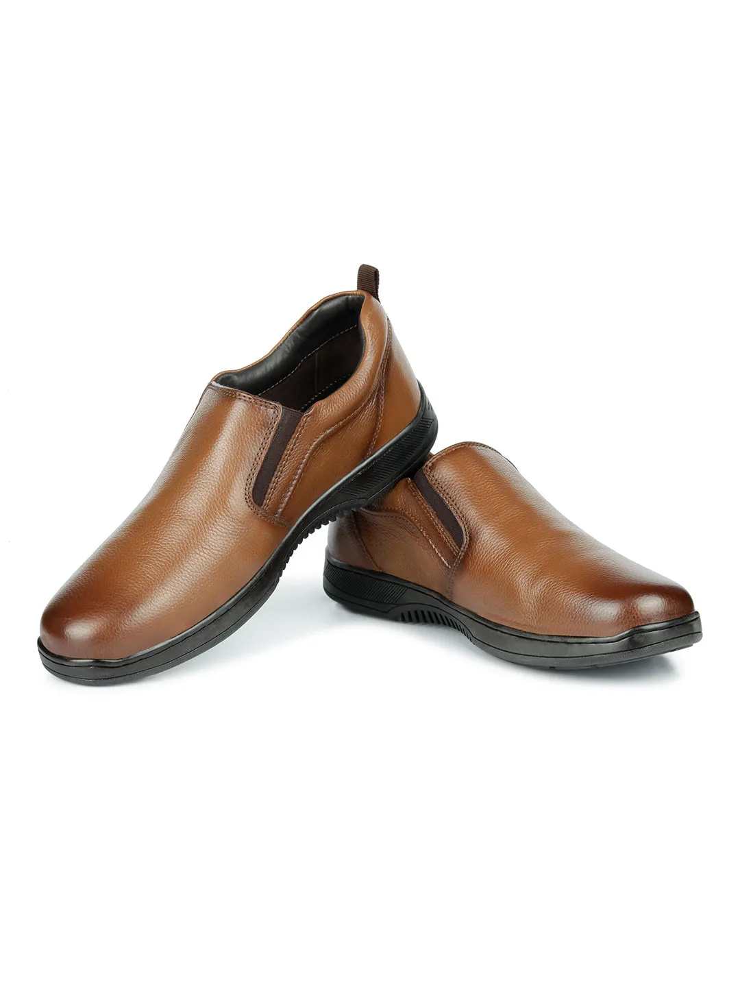 Men's Tan Round Toe Slip On Semi Formal (ID2166)