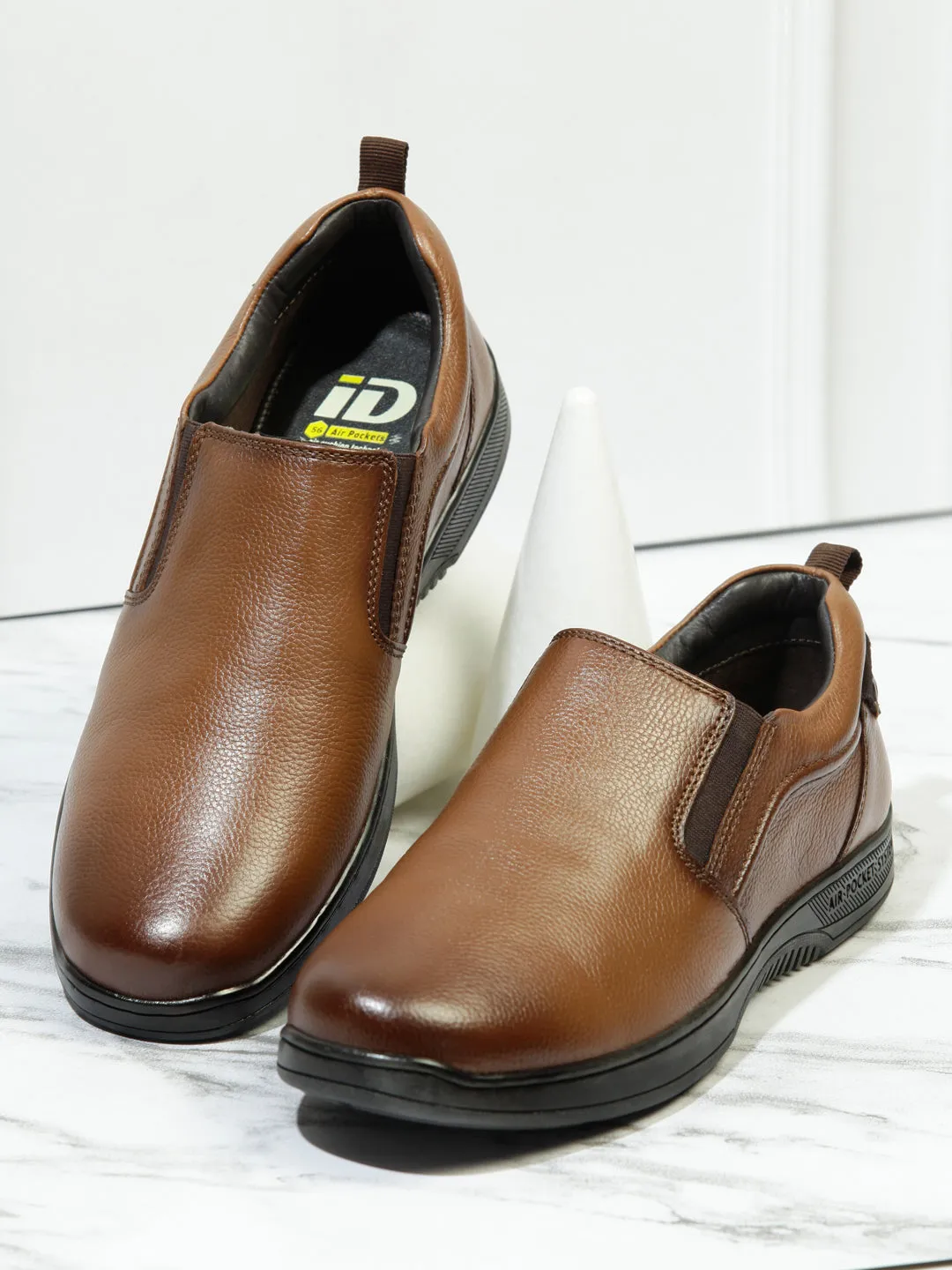 Men's Tan Round Toe Slip On Semi Formal (ID2166)