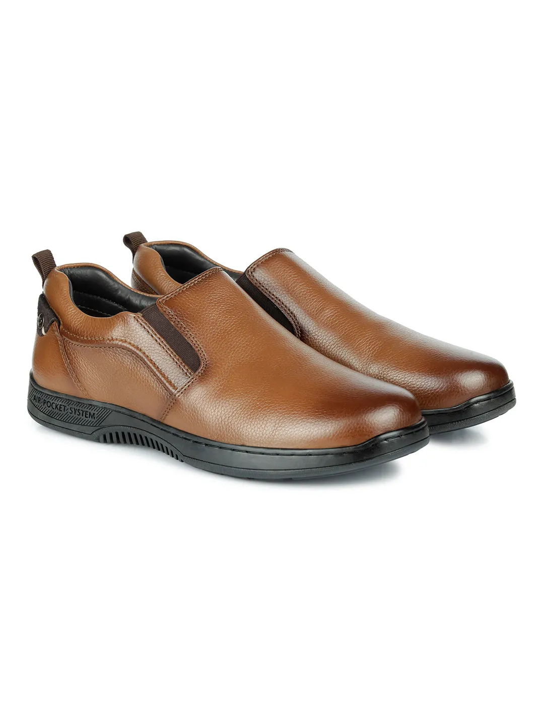 Men's Tan Round Toe Slip On Semi Formal (ID2166)