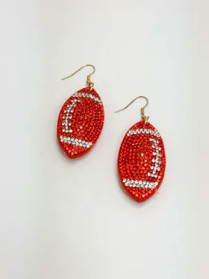 Orange Sparkle Football Earrings