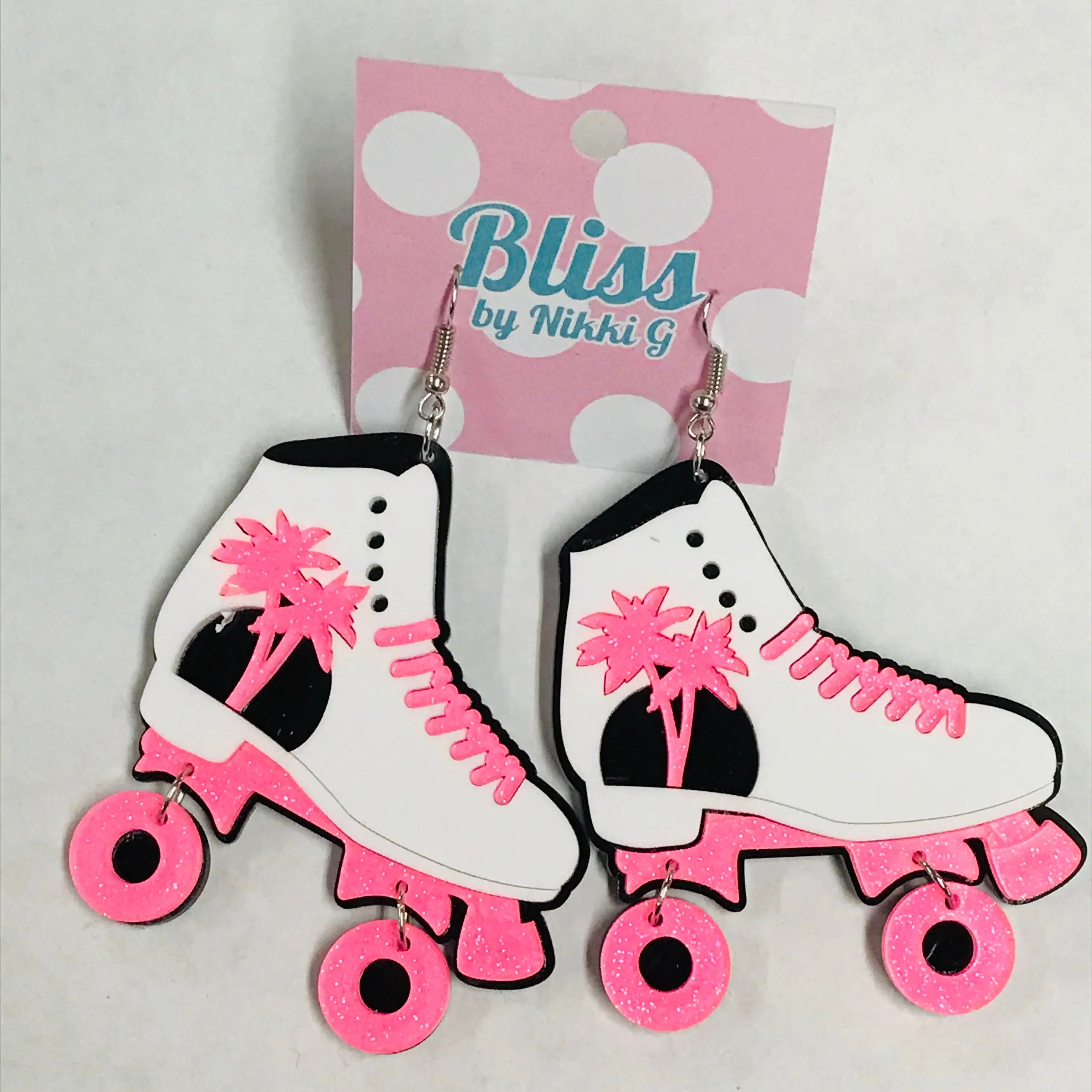 Palm Sunny Roller Skates Acrylic Statement Earrings