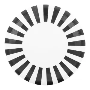 Party Plate - Black and White Stripe - 9'' - 16 pack