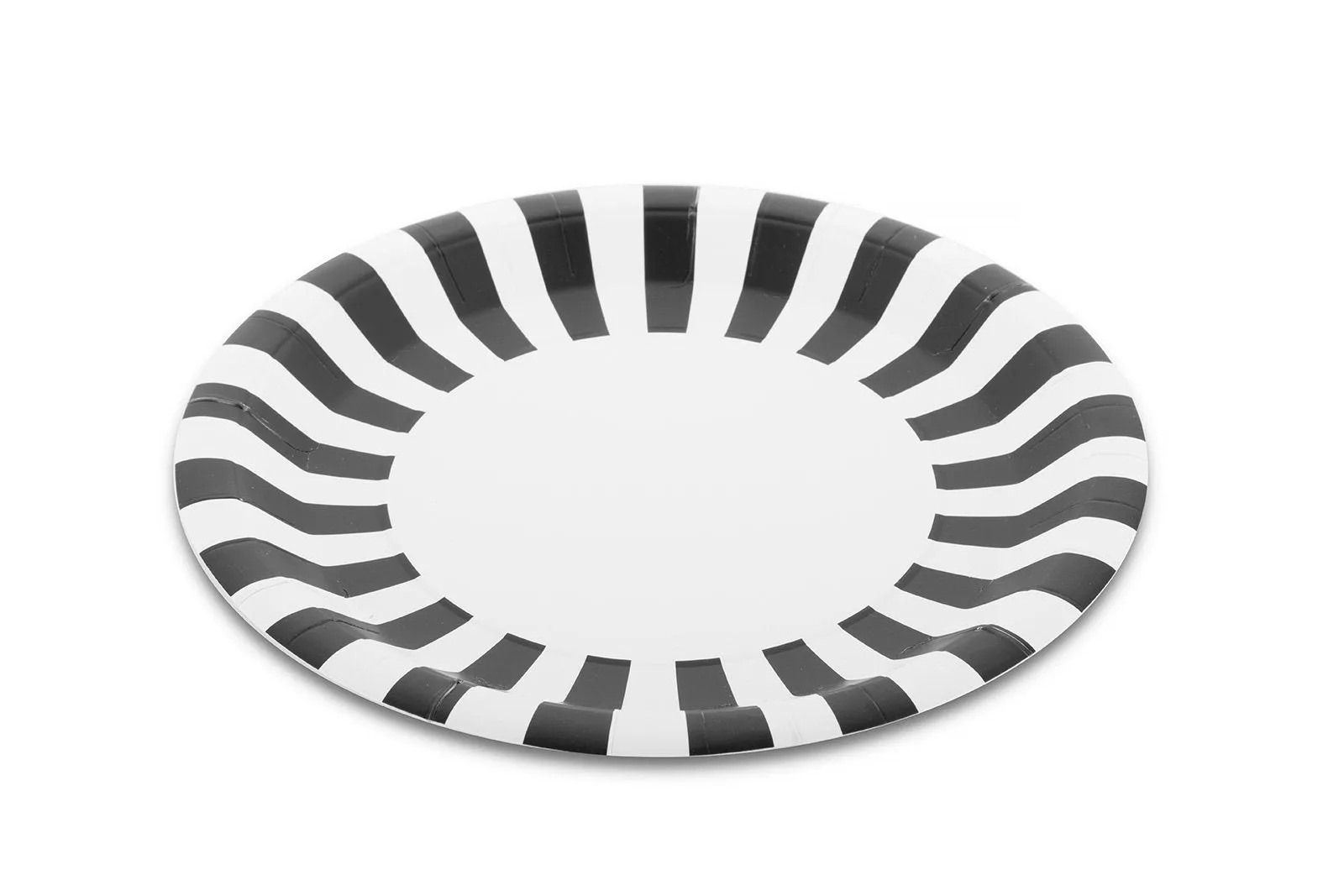 Party Plate - Black and White Stripe - 9'' - 16 pack