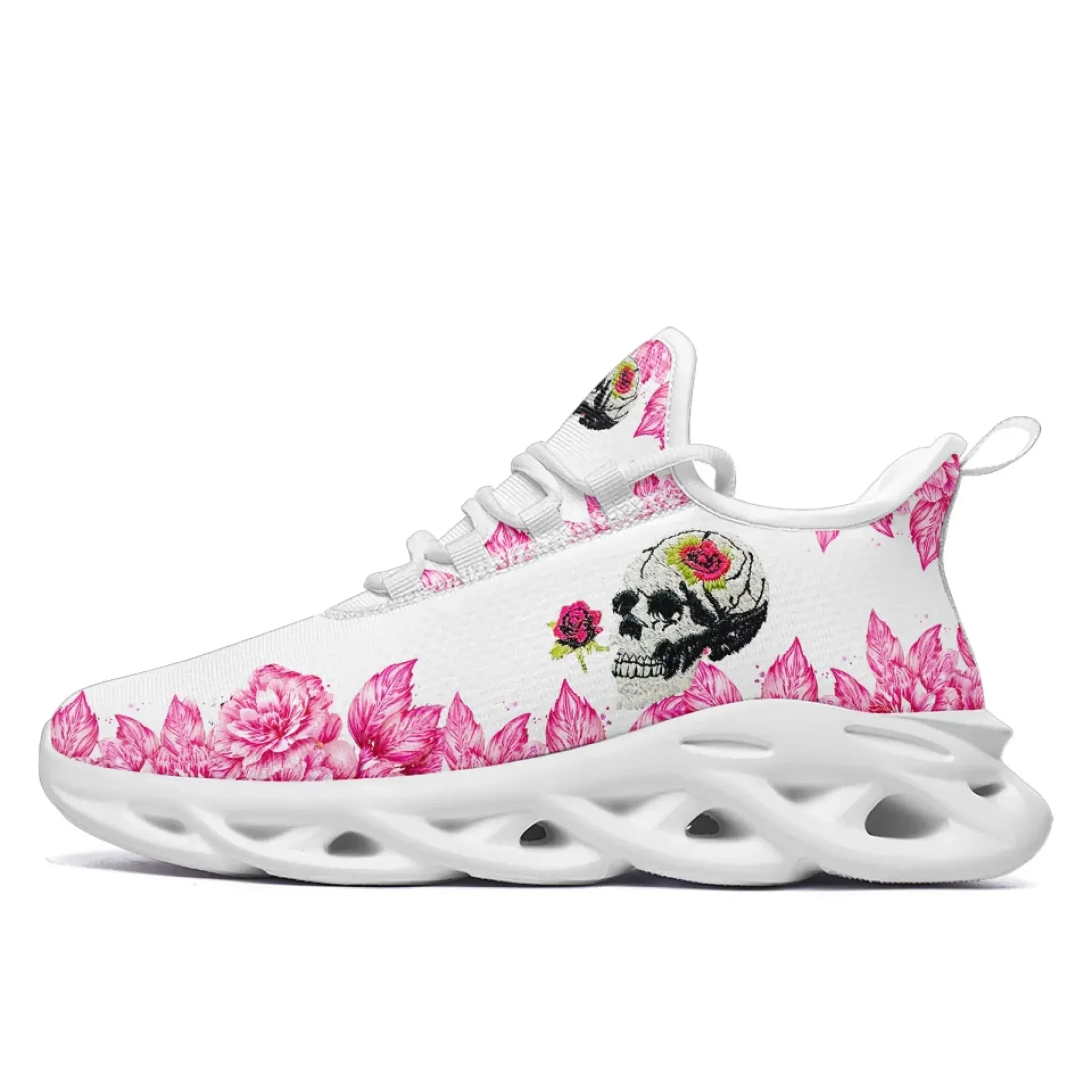 Personalized Gothic Fashion Sneakers, Custom Embroidery Skull Shoes, Comfortable and Lightweight Shoes