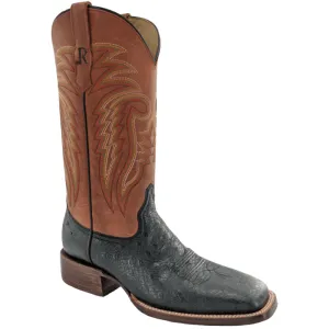 R. Watson Men's Black/Mad Dog Peanut Goat & Ostrich Exotic Western Boots RW5000-2