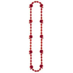 Red Football Beads - 36 Inches Long