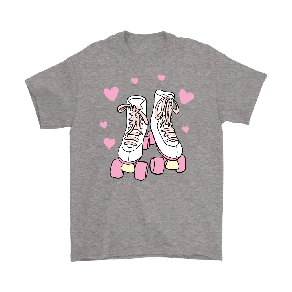 Retro White and Pink ROLLER SKATES Unisex T-Shirt