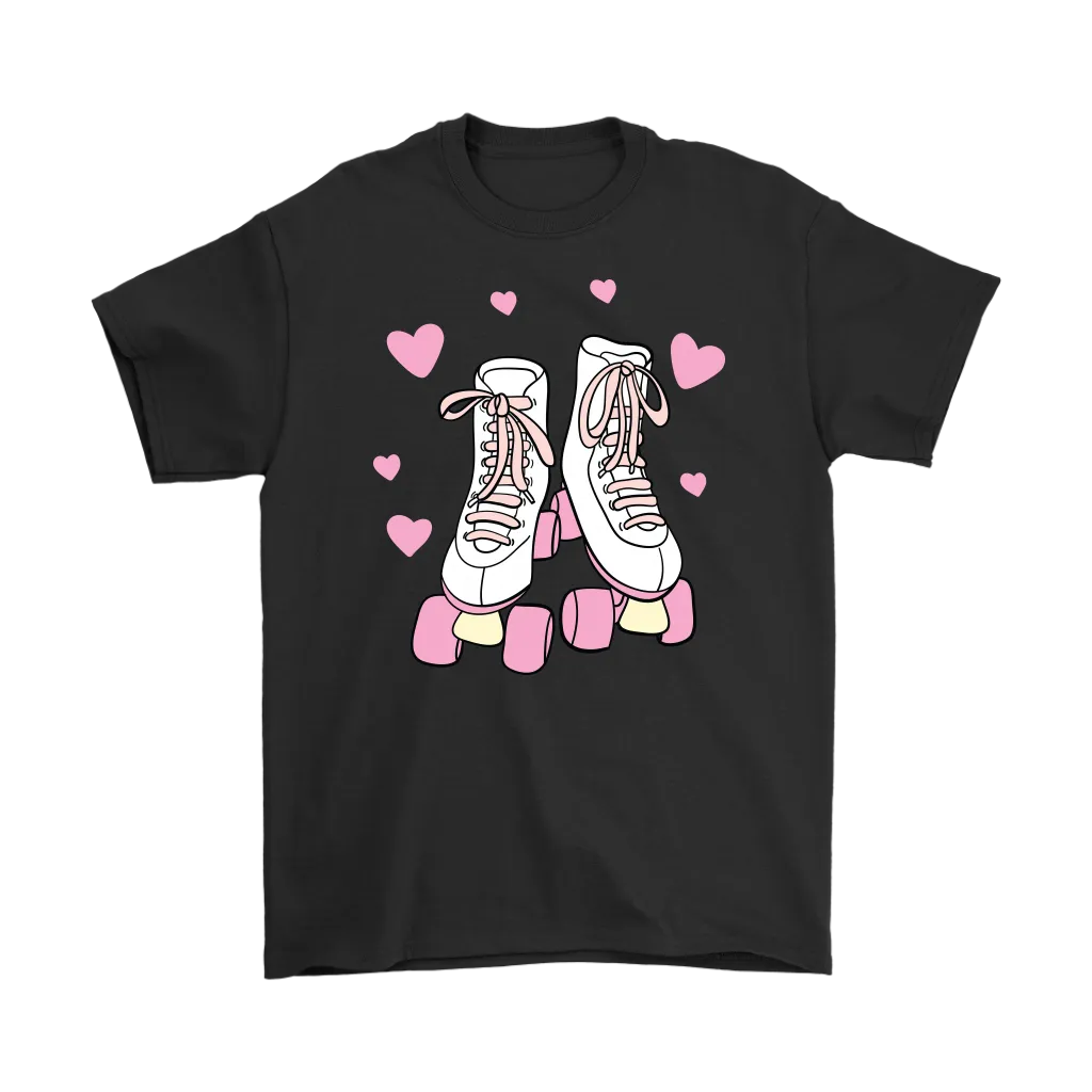 Retro White and Pink ROLLER SKATES Unisex T-Shirt