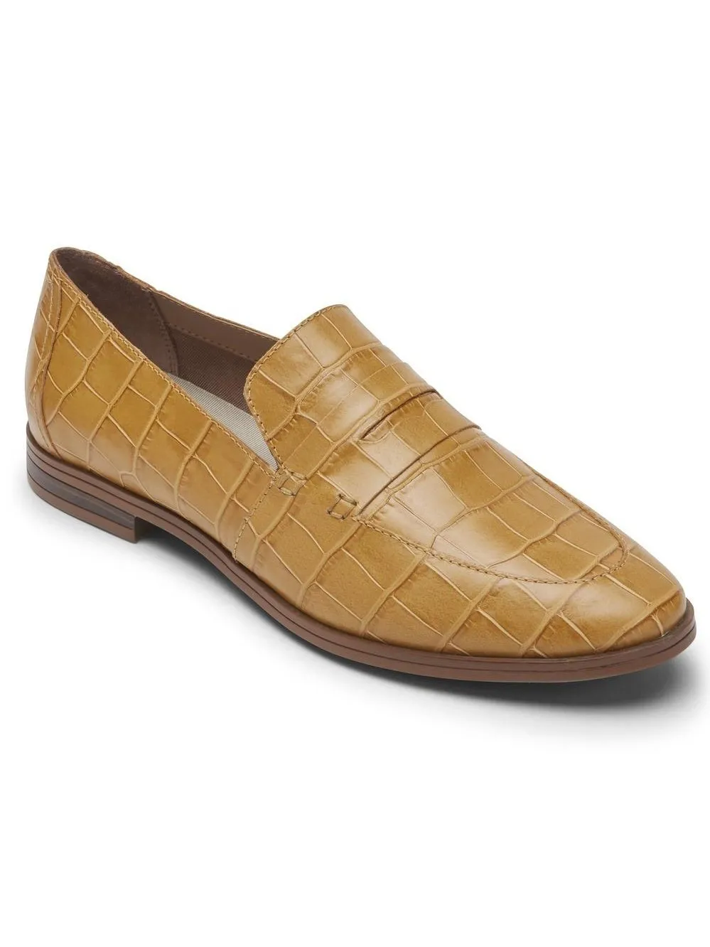 Rockport Womens Perpetua Classic Penny Loafer Mustard Croc CI2065