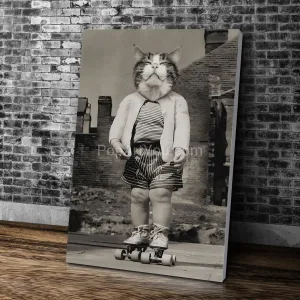 Roller skates black and white pet portrait