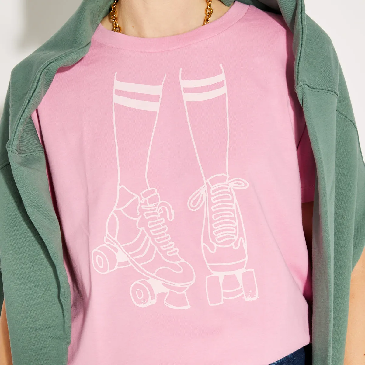 Roller Skates Tshirt Pink
