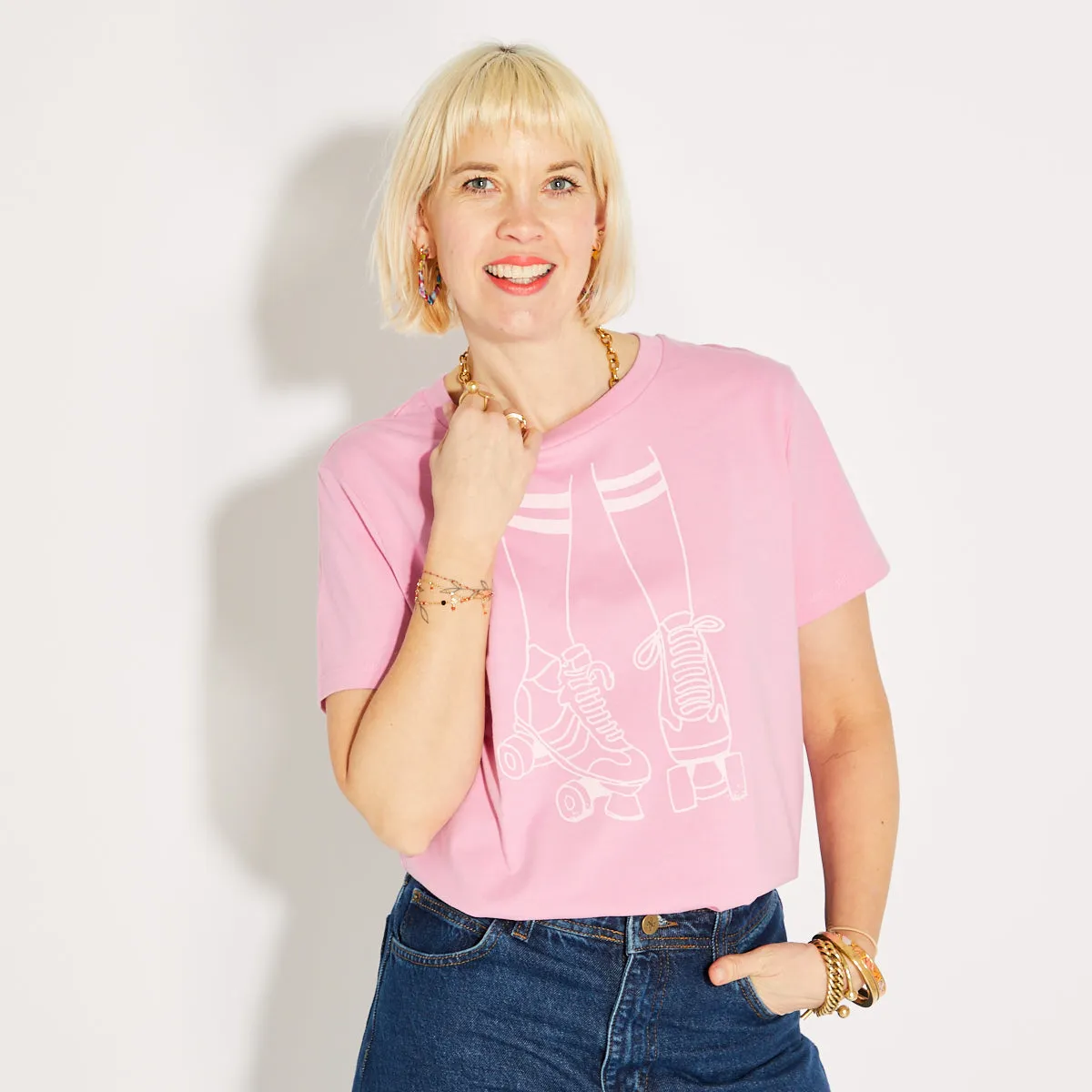 Roller Skates Tshirt Pink
