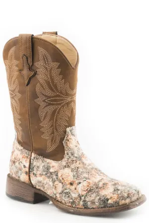 Roper Little Kids Brown Multi Floral Glitter Vamp Claire Boots Style 09-018-1903-2136 BR