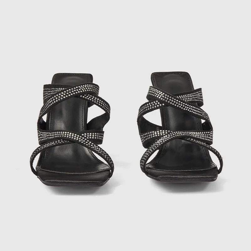 Shining Square Toe Heeled Sandals