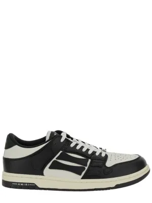 'Skel Top Low' Black And White Sneakers With Logo Patch On Thetongue And Contrasting Details On The Side In Leather Man