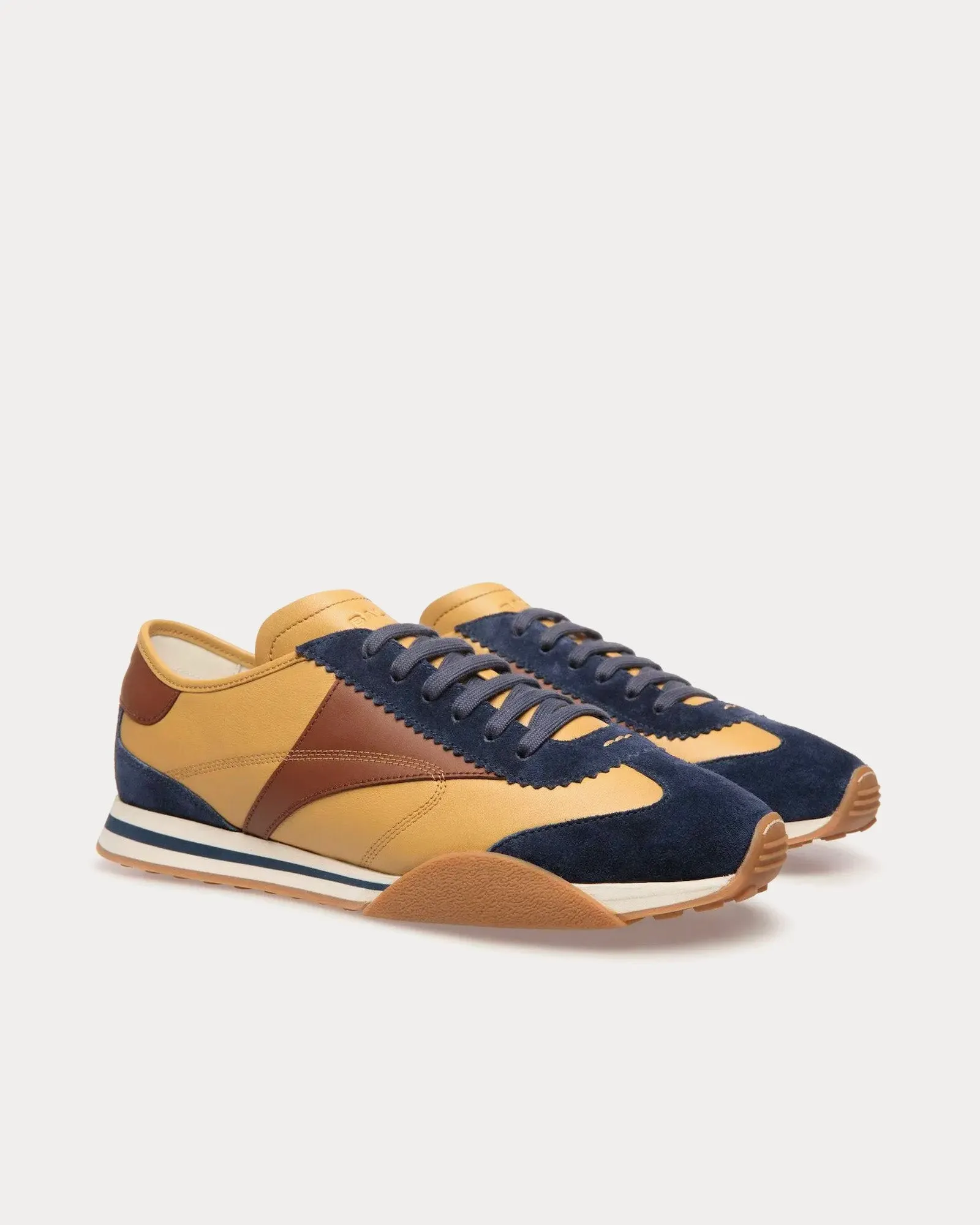 Sussex Leather & Fabric Brown / Navy Low Top Sneakers