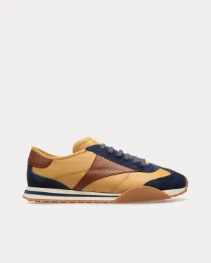 Sussex Leather & Fabric Brown / Navy Low Top Sneakers