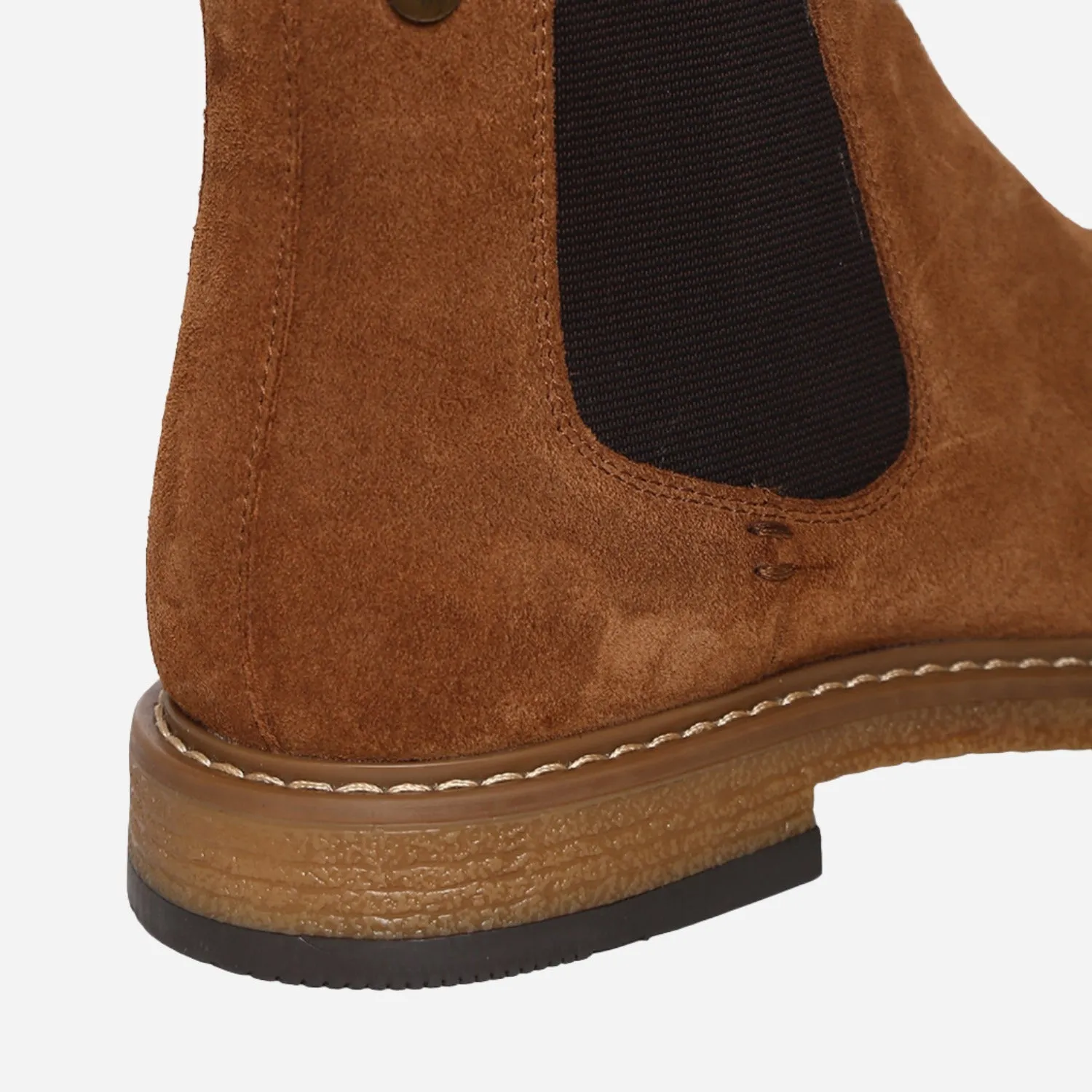 Tan Genuine Suede Leather Chelsea Elastic Boots For Men