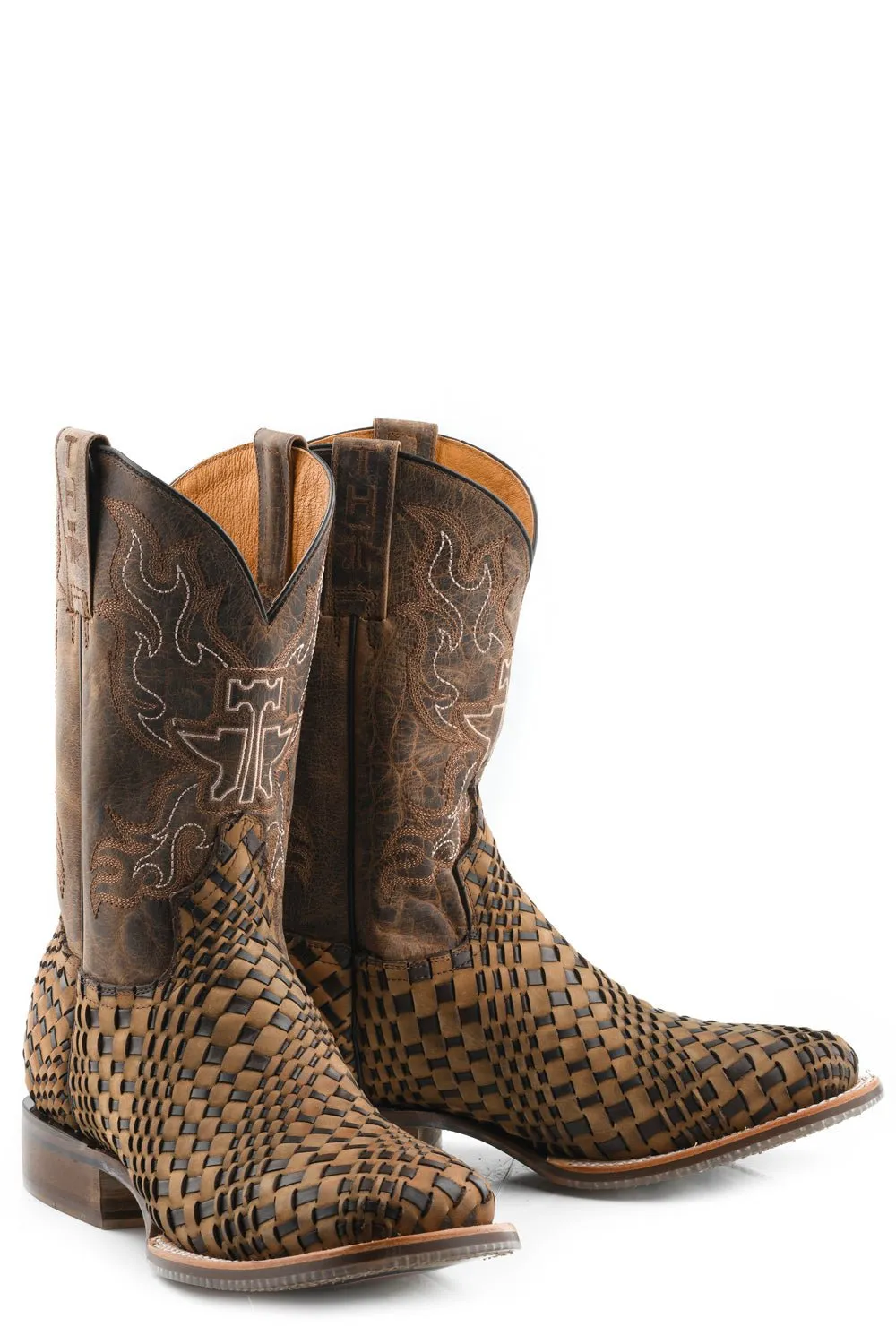 Tin Haul Mens Dream Weaver Tan Leather Cowboy Boots 9 EE
