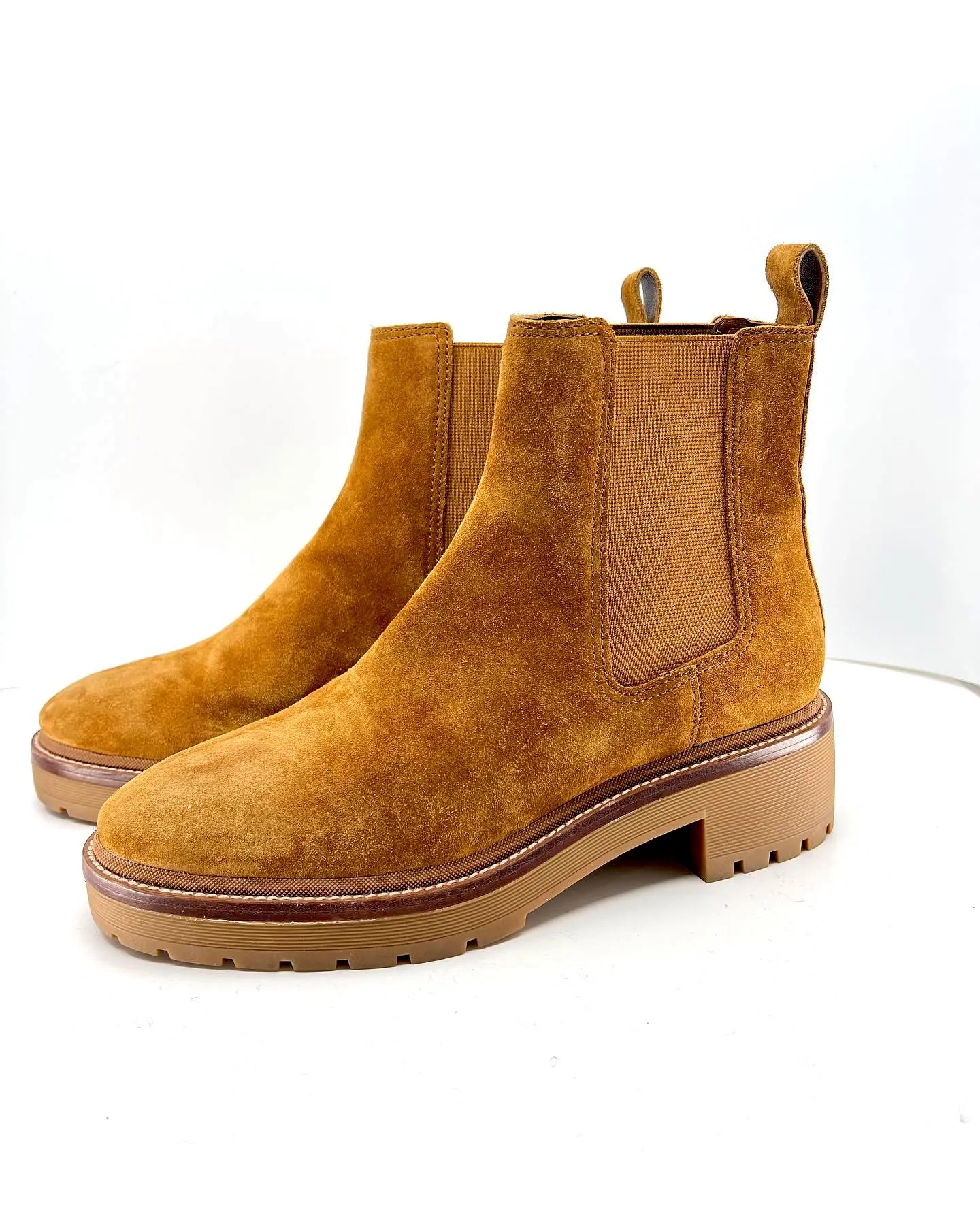 TORY BURCH CHELSEA LUG SOLE SUEDE BOOTS