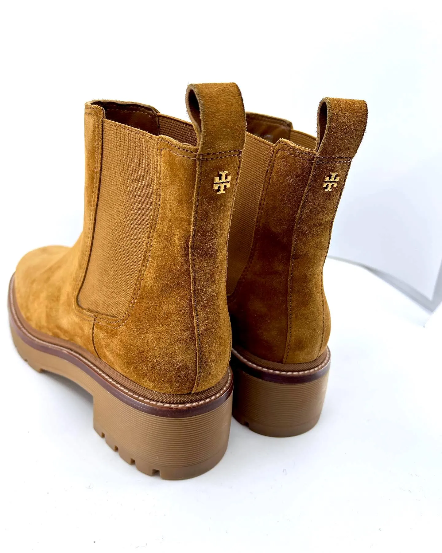 TORY BURCH CHELSEA LUG SOLE SUEDE BOOTS