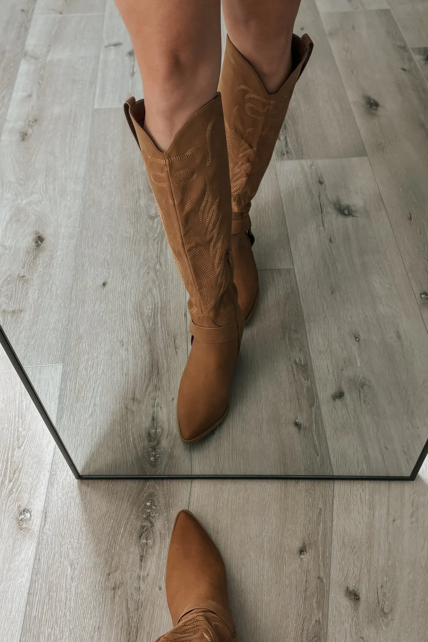 Women's Embroidered Western Cowgirl Boots | Brown Tall Boots with Comfort Insole