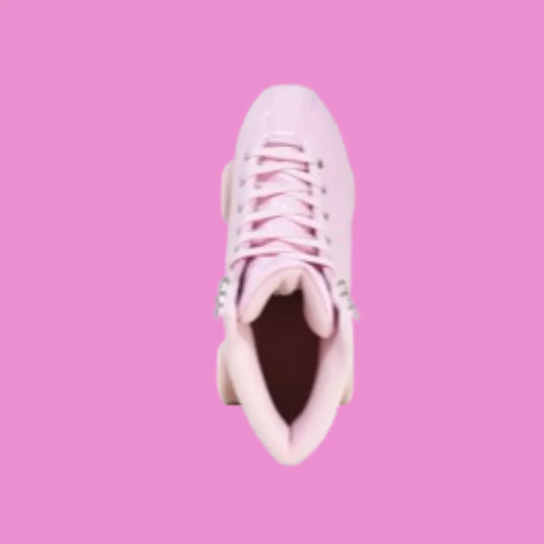 Women's pink patent roller skates