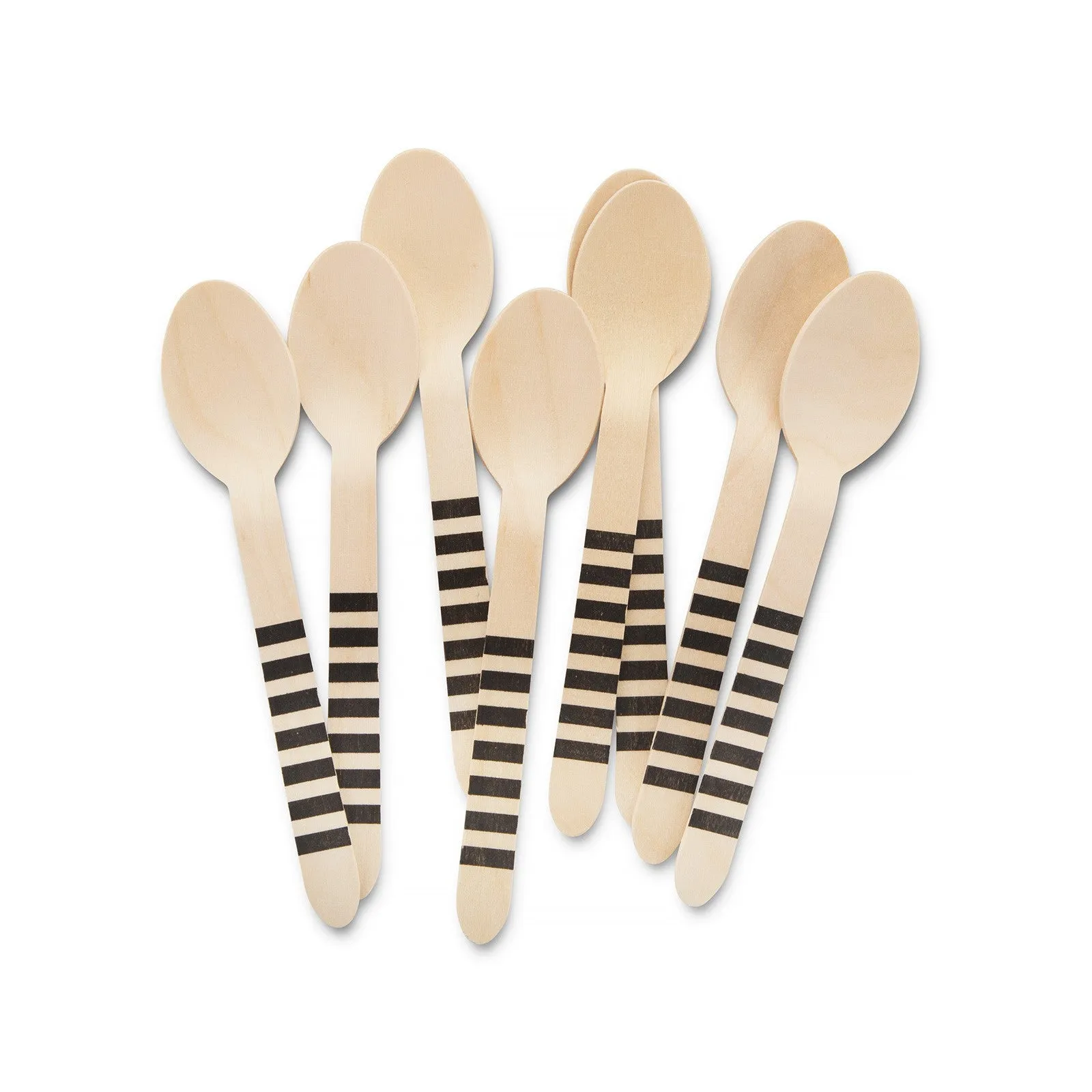 Wooden Party Utensils - Black Stripe