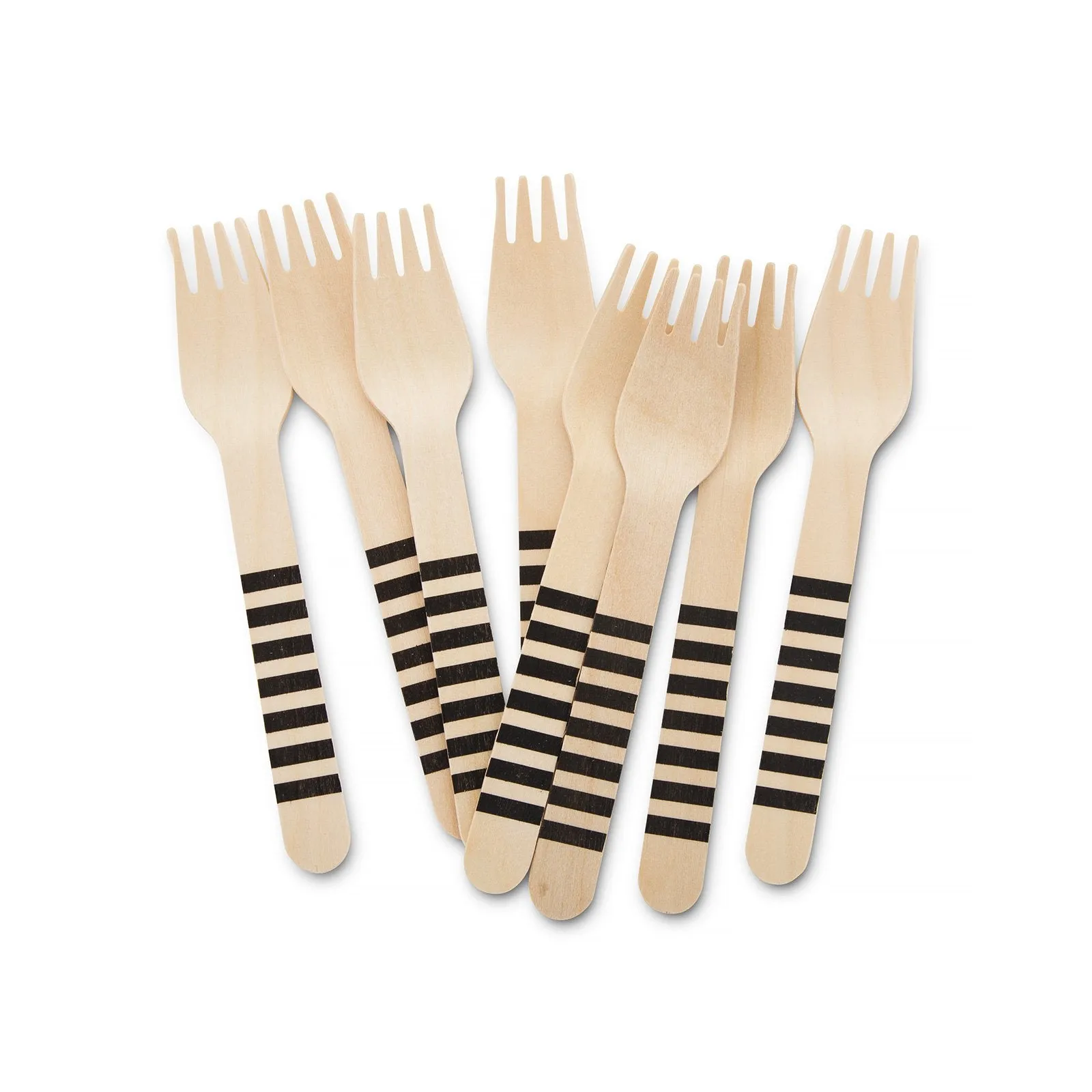 Wooden Party Utensils - Black Stripe