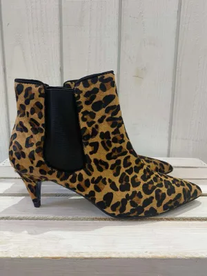 Zara NWT Leopard Calf Hair Chelsea Ankle Boots - Size 38