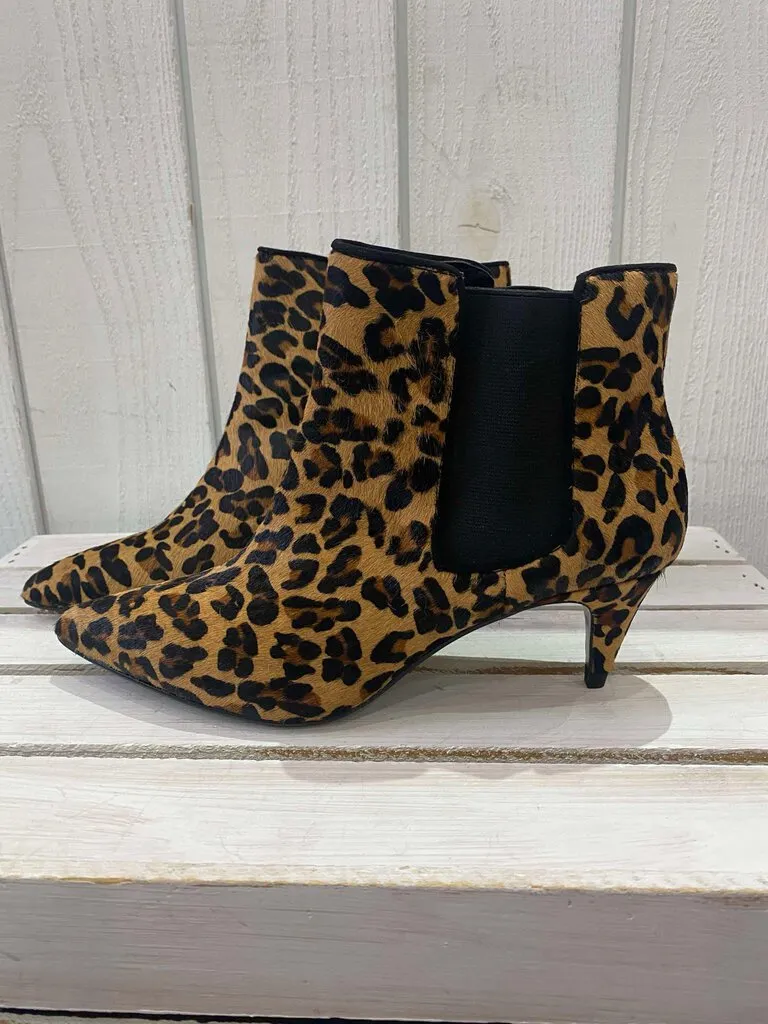 Zara NWT Leopard Calf Hair Chelsea Ankle Boots - Size 38