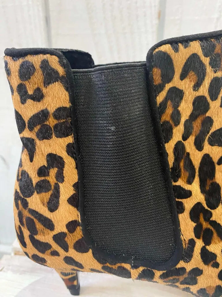Zara NWT Leopard Calf Hair Chelsea Ankle Boots - Size 38